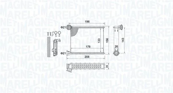 Радіатор пічки MAGNETI MARELLI 350218459000 (фото 1)