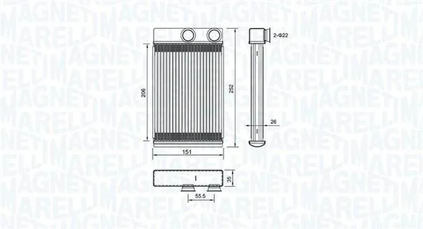 Теплообмінник, система опалення салону MAGNETI MARELLI 350218478000 (фото 1)