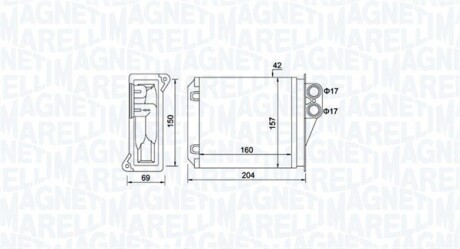 DB радіатор опалення Sprinter 06-,VW Crafter 06- MAGNETI MARELLI 350218481000