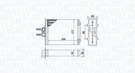 OPEL радіатор обігрівача Vectra B MAGNETI MARELLI 350218482000