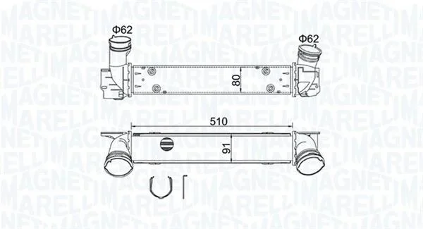 BMW Інтеркулер 1 E81/87, 3 E90, X1 E84 1.8d/2.0d MAGNETI MARELLI 351319204880 (фото 1)
