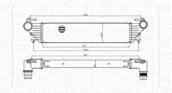 FIAT Інтеркулер 500L 0.9, 1.3, 1.4 12-, TIPO 1.3, 1.4 16- MAGNETI MARELLI 351319205530 (фото 1)