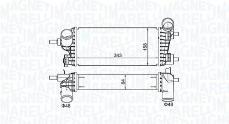 FORD Інтеркулер C-MAX II 1.0 12-, FOCUS III 1.0 12-, GRAND C-MAX 1.0 12-, TRANSIT CONNECT V408 1.0 13- MAGNETI MARELLI 351319205550