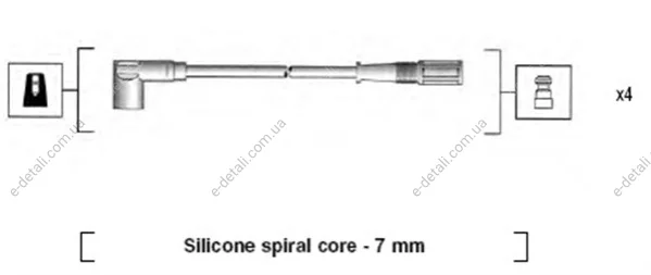 Проводи запалювання Fiat Punto 1.2 93-00 (к-кт) (високовольтні) (MSK610) MAGNETI MARELLI 941095720610 (фото 1)