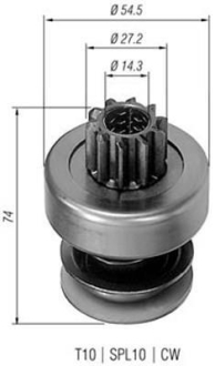 Бендикс (z=10) PEUGEOT 2,1/2,3/2,5D FORD 2,3/2,5D MAGNETI MARELLI AMB0134