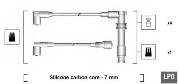 Комплект високовольтних проводів OPEL CALIBRA/KADETT/VECTRA 2,0 88- [941125290681] MAGNETI MARELLI MSK681 (фото 1)