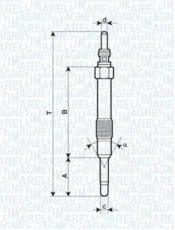 Свічка розжарювання Bravo,Doblo,Alfa Romeo JTD ENGINS [062900014304] MAGNETI MARELLI UC19A