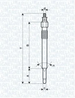 Свічка розжарювання LAND ROVER DEFENDER,DISCOVERY,RANGE ROVER I,II [062900020304] MAGNETI MARELLI UC24A