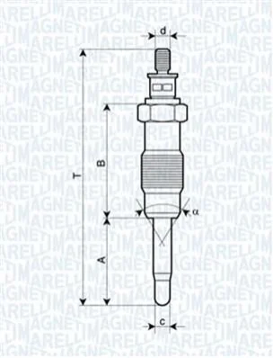 Свічка розжарювання BRAVO/A,PUNTO,LANCIA, ALFA,MAREA [062500300304] MAGNETI MARELLI UC4A (фото 1)