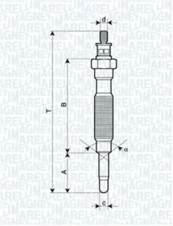 Свічка розжарювання HYUNDAI 2,5 MITSUBISHI 2,3/2,5 NISSAN 2,3/2,5 MAGNETI MARELLI UC55A