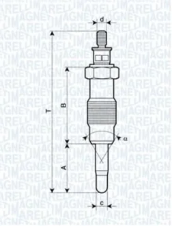 Свічка розжарювання NISSAN,PEL, OPEL, RENAULT [062582804304] MAGNETI MARELLI UX11A