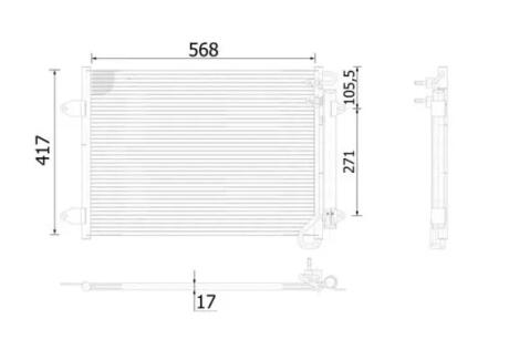 Радиатор кондиционера VW CC/Passat 1.4-3.6 07-16 (417x568x17) MAHLE / KNECHT AC 734 000S