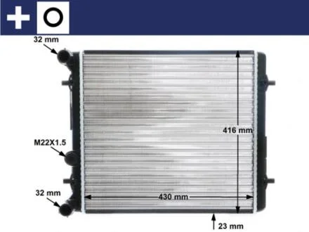 Радиатор охлаждения VW Golf IV 1.4-1.6 97-06/Skoda Octavia 1.4/1.6 96-10 (-AC) (МКПП) MAHLE / KNECHT CR 367 000S