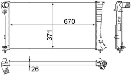 Радіатор охолодження двигуна Partner/306 1.8d,1.9d (td,sld,srdt),2.0 HDI 93-08 MAHLE / KNECHT CR 504 000S (фото 1)