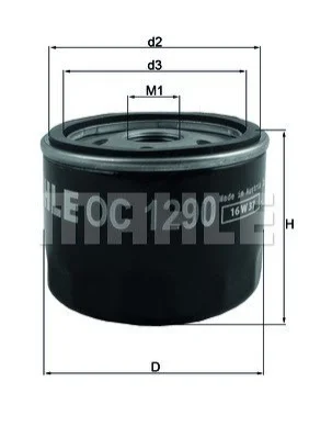 Фільтр масляний Honda Civic/ CR-V 1.6 i-DTEC 13- MAHLE / KNECHT OC 1290 (фото 1)