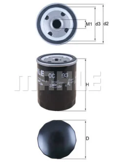 Фильтр масляный Opel 1.6D/1.7D 82- MAHLE / KNECHT OC 93