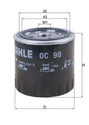 Масляный фильтр MAHLE / KNECHT OC98 (фото 1)