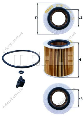 Фильтр масляный BMW 1-5 2.0/2.8 11-/X5 4.0E/X6 3.5 09-19 MAHLE / KNECHT OX 387D1 (фото 1)