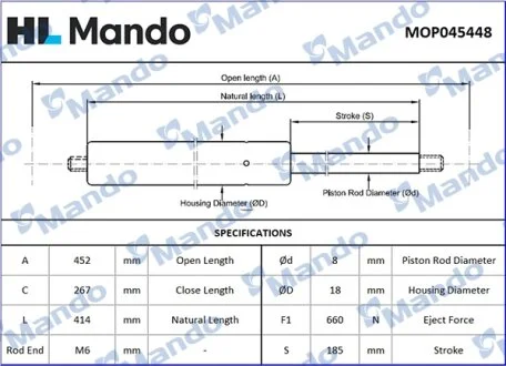 Амортизатор багажника MANDO MOP045448
