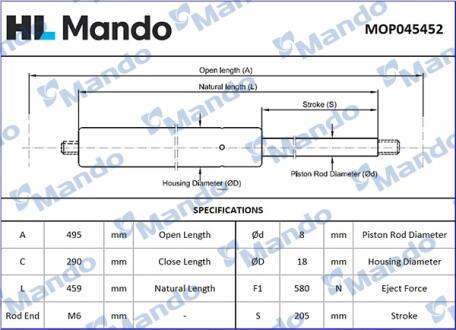 Амортизатор багажника MANDO MOP045452