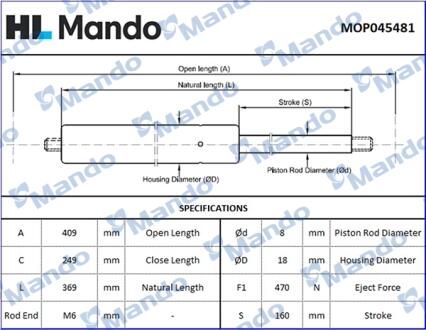 Амортизатор багажника MANDO MOP045481