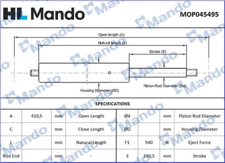 Амортизатор багажника MANDO MOP045495
