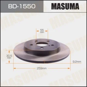 Диск гальмівний задній 2) Toyota Prius (09-15) MASUMA BD1550 (фото 1)