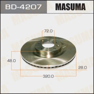 Диск тормозной передний (кратно 2) Mazda CX-7, CX-9 (07-12) MASUMA BD4207