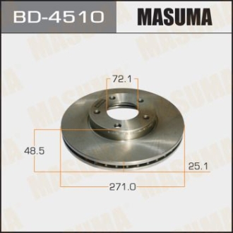 Диск тормозной передний (кратно 2) Mazda 3, 5 (03-06) MASUMA BD4510