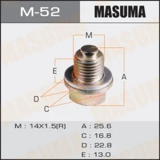Пробка зливна піддону (з шайбою 14x1.5mm) GM/ Hyundai/ Kia/ Mitsubishi Masuma MASUMA M52