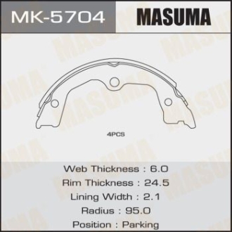 Колодки тормозные стояночного тормоза MASUMA MK5704