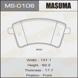 Колодки тормозные передн MERCEDES-BENZ 109 CDI (415.601, 415.603, 415.605), 108 CDI (415.601, 415.603), 112 (415.603), 111 CDI (12-18) MASUMA MS0106