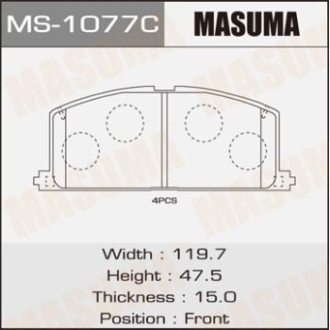 Колодки тормозные MASUMA MS1077