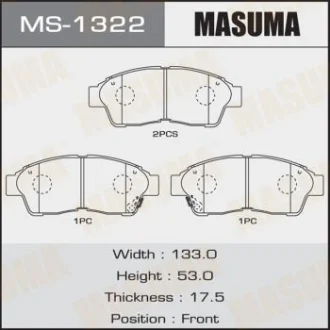 Колодки тормозные передн Toyota Camry (-00), RAV 4 (-00) MASUMA MS1322