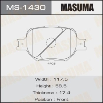 Колодки тормозные передн Toyota Corolla (14-) MASUMA MS1430 (фото 1)