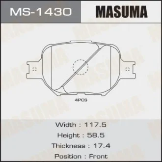 Колодки тормозные передн Toyota Corolla (14-) Masuma MASUMA MS1430