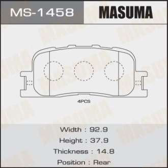 Колодки тормозные задн Toyota Camry (01-11), Highlander (00-03) MASUMA MS1458