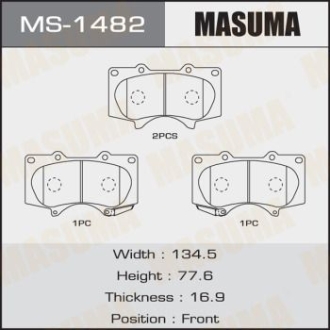 Колодки гальмівні передні Mitsubishi Pajero (06-)/ Toyota Hilux (11-), Land Cruiser Prado (02-09) MASUMA MS1482 (фото 1)