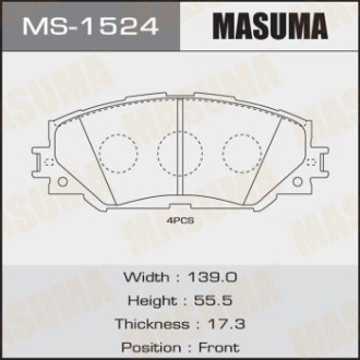 Колодки тормозные MASUMA MS1524