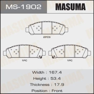 Колодки гальмівні передні Toyota Venza (09-16) MASUMA MS1902
