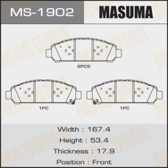 Колодки тормозные передн Toyota Venza (09-16) MASUMA MS1902