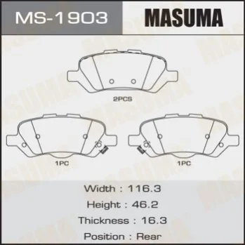 Колодки гальмівні задні Toyota Venza (09-16) MASUMA MS1903 (фото 1)