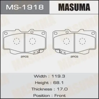 Колодки тормозные передн Toyota Hilux (05-12) Masuma MASUMA MS1918 (фото 1)