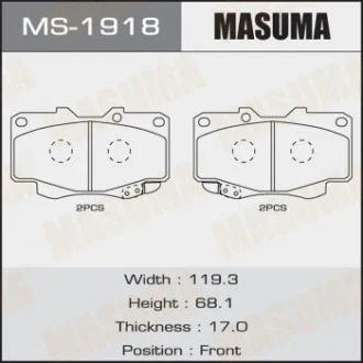 Колодки тормозные передн Toyota Hilux (05-12) Masuma MASUMA MS1918