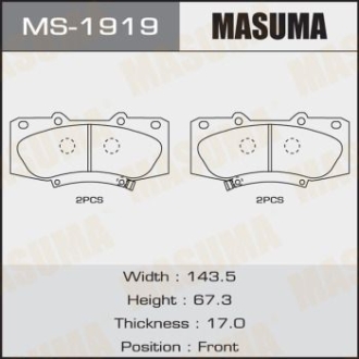 Колодки тормозные передн Toyota Hilux (08-15) MASUMA MS1919 (фото 1)