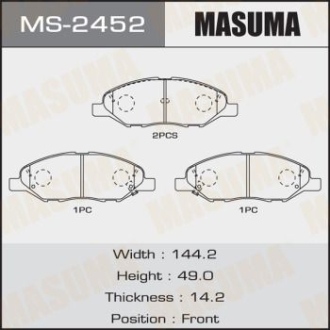 Колодки гальмівні передні Nissan Note (05-12), Tida (04-12) MASUMA MS2452 (фото 1)