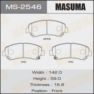 Колодки гальмівні передні Nissan Qashqai (06-13), X-Trail (07-14)/ Suzuki Kizashi (09-15) MASUMA MS2546 (фото 1)