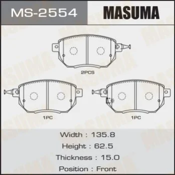 Колодки тормозные передн Nissan Murano, Qashqai 2.5, 3.5 (07-) Masuma MASUMA MS2554 (фото 1)