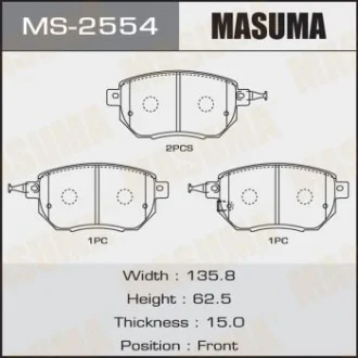 Колодки тормозные передн Nissan Murano, Qashqai 2.5, 3.5 (07-) Masuma MASUMA MS2554