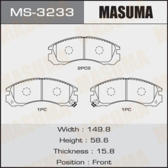 Колодки гальмівні передні Mitsubishi L200 (00-08), Lancer (08-12), Pajero Sport (-09) MASUMA MS3233 (фото 1)
